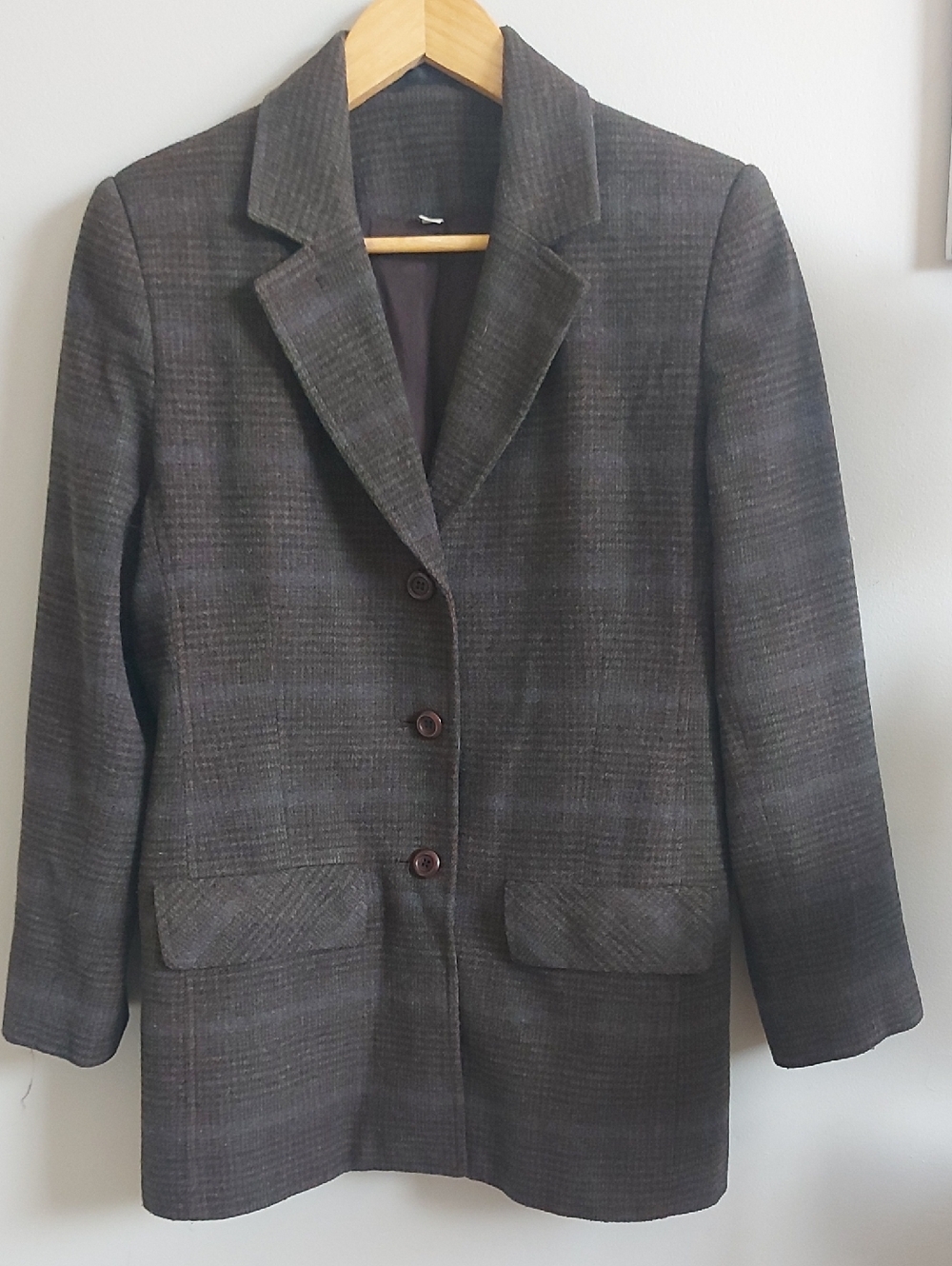 Hechter Made In BULGARIA- Women's Gray Plaid Tailored Blazer Jacket